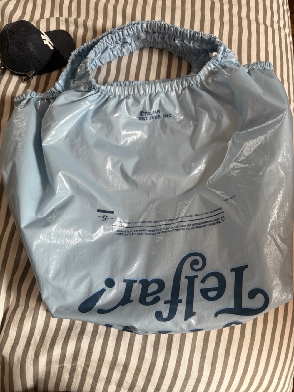 Telfar brand new Blue "Thank You for Shopping" Reusable Nylon Tote Bag - Picture 6 of 6